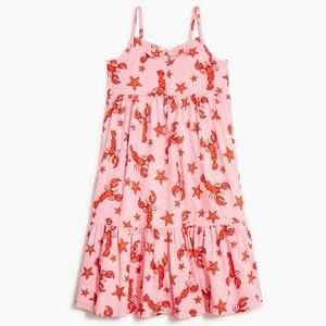 J Crew Crewcuts Pink Lobster Print Girl's Dress Size 10 Sundress Beachy Starfish